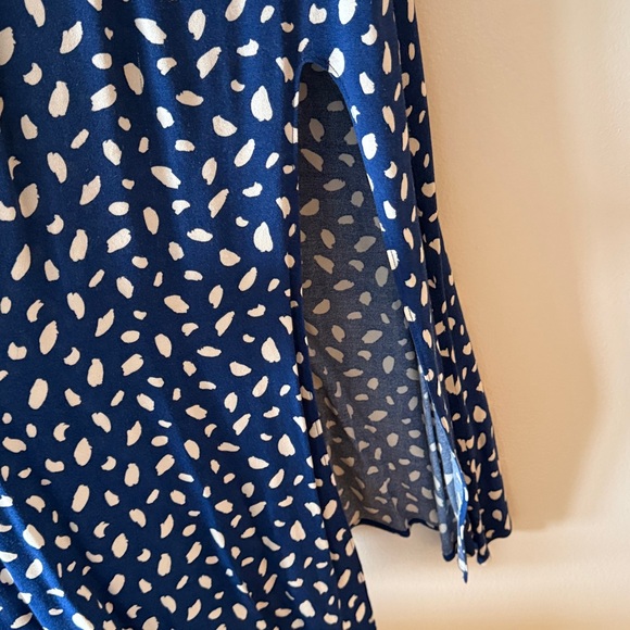 Reformation Blue Polka Dot Slip Dress with Slit - Picture 4 of 5